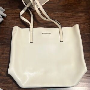 Michael Kors White Tote Bag with Structured Shape and Two Handles